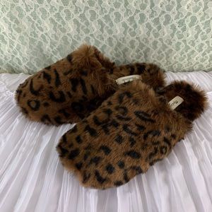 MADEWELL Cheetah Print WARM Fur Slipper Mule Slide Shoe 6